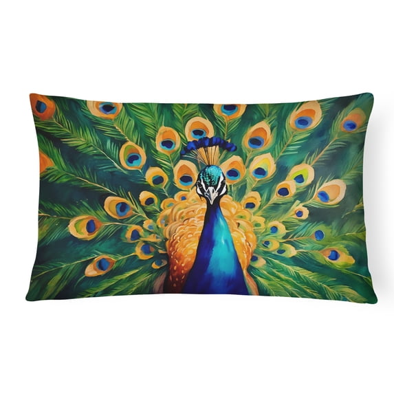 Carolines Treasures DAC3250PW1216 16 x 12 in. Unisex Peacock Polyester Fabric Throw Pillow