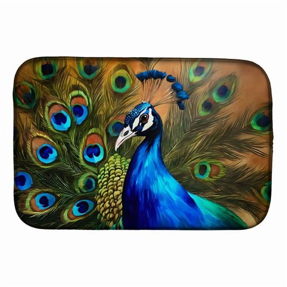 Carolines Treasures DAC3255DDM 21 x 14 in. Peacock Dish Drying Mat