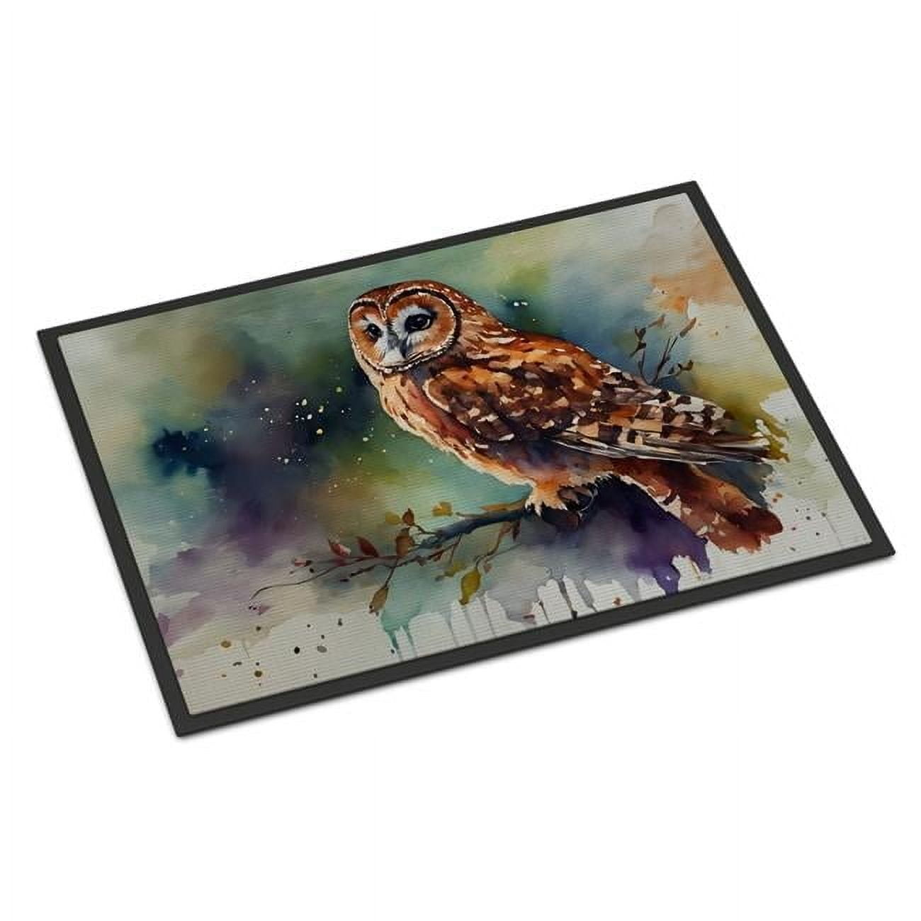 Caroline's Treasures DAC3278JMAT Tawny Owl Doormat Front Door Mat Indoor Outdoor Rugs for Entryway, Non Slip Washable Low Pile, 24H X 36W