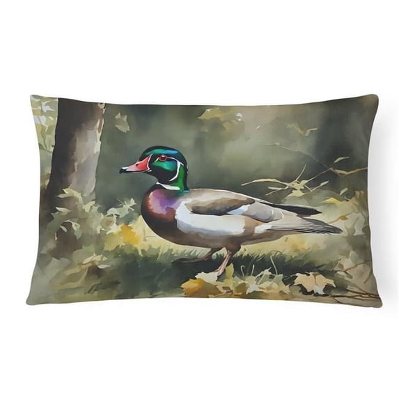 Carolines Treasures DAC3282PW1216 16 x 12 in. Unisex Wood Duck Polyester Fabric Throw Pillow