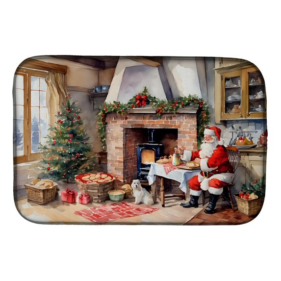 Cookies with Santa Claus Dish Drying Mat 14 in x 21 in