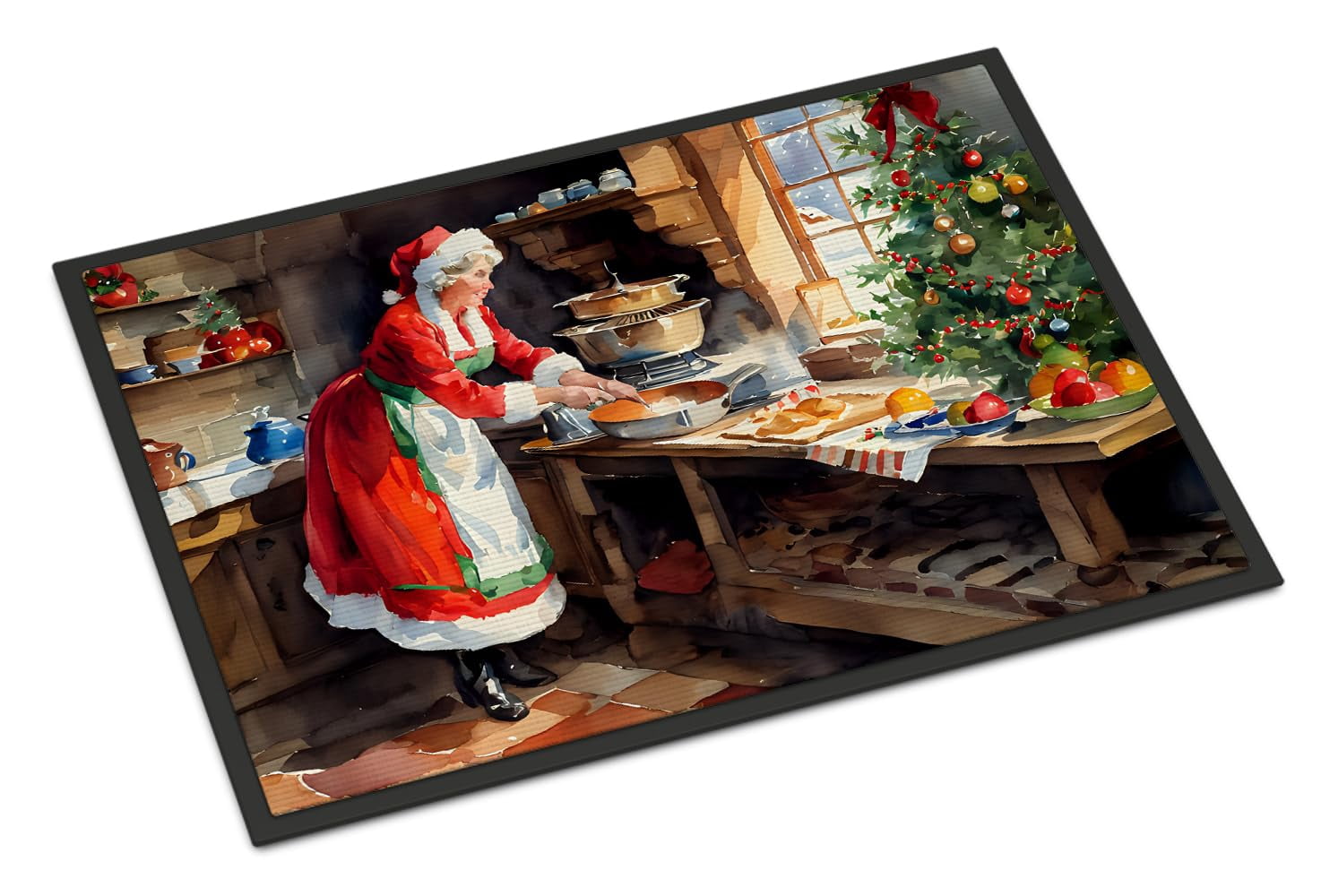 Caroline's Treasures DAC3300MAT Cookies with Santa Claus Mrs. Claus Doormat Front Door Mat Indoor Outdoor Rugs for Entryway, Non Slip Washable Low Pile, 18H X 27W
