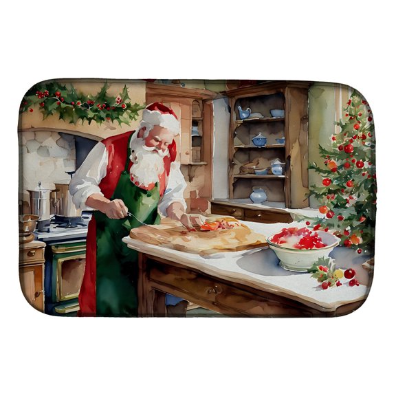 Cookies with Santa Claus Dish Drying Mat 14 in x 21 in