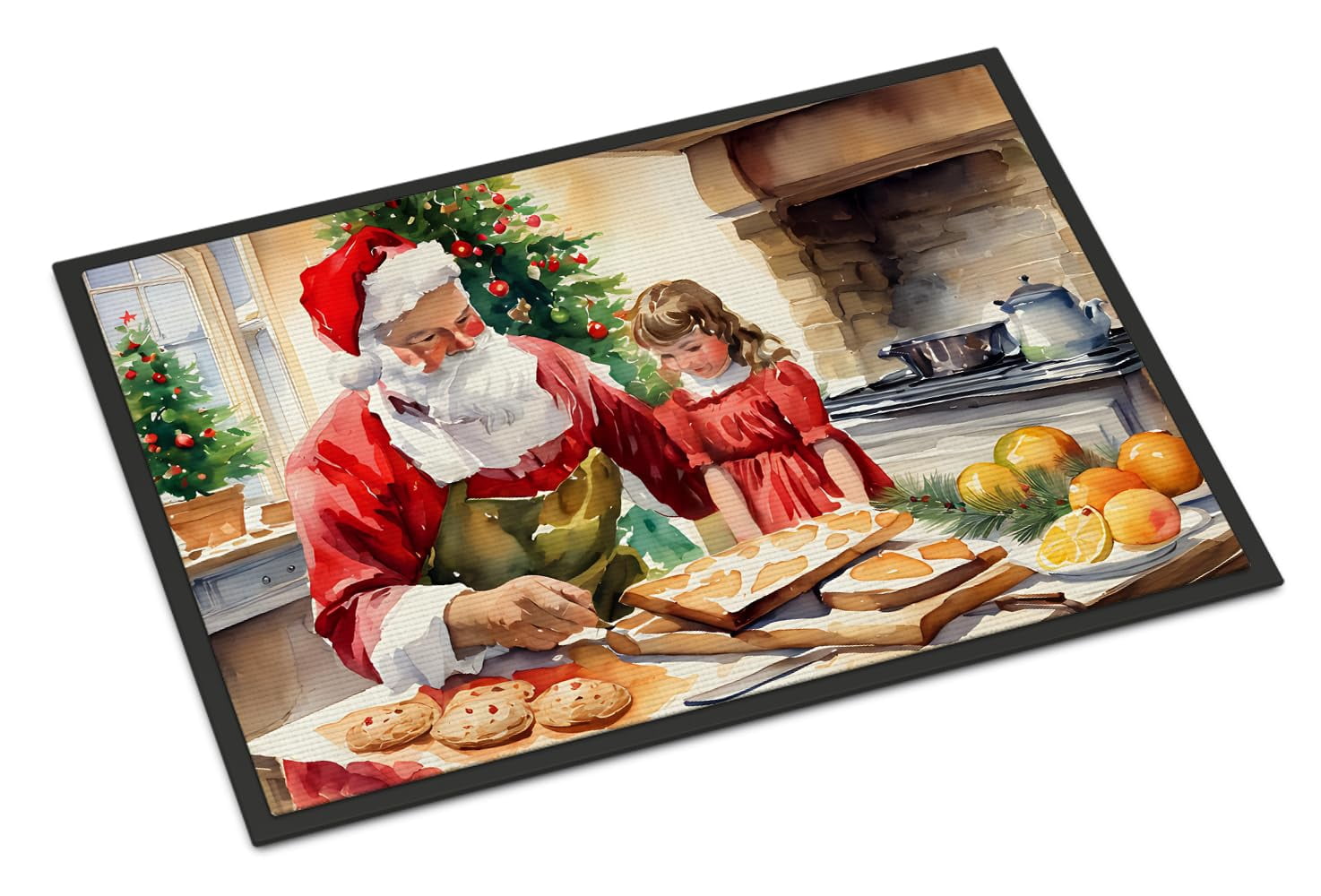 Caroline's Treasures DAC3311JMAT Cookies with Santa Claus Doormat Front Door Mat Indoor Outdoor Rugs for Entryway, Non Slip Washable Low Pile, 24H X 36W