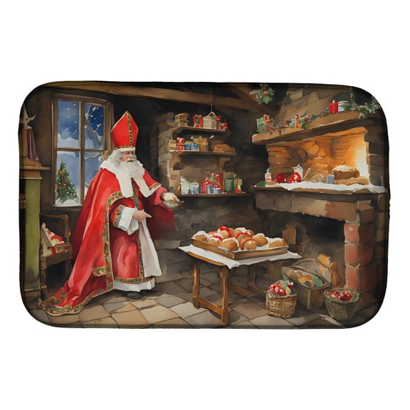 Cookies with Santa Claus Sinterklaas Dish Drying Mat 14 in x 21 in