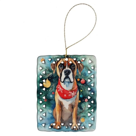 Carolines Treasures DAC3390CO2 3.4 x 2.6 in. Boxer Christmas Porcelain Ornament