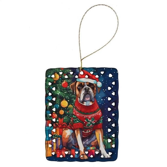Carolines Treasures DAC3393CO2 3.4 x 2.6 in. Boxer Christmas Porcelain Ornament