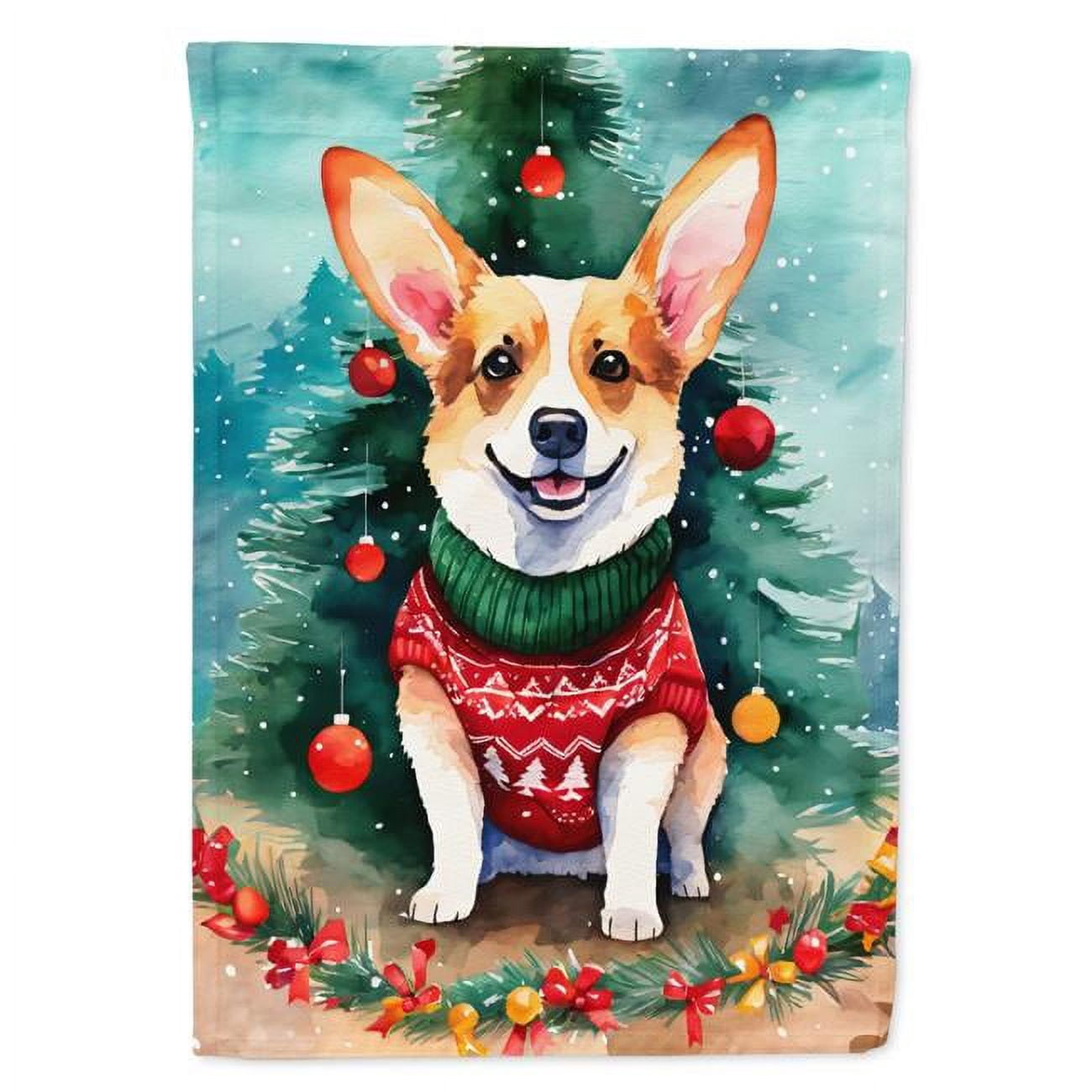 Caroline's Treasures DAC3429CHF Corgi Christmas House Flag Large Porch Sleeve Pole Decorative Outside Yard Banner Artwork Wall Hanging, Polyester, House Size, Multicolor