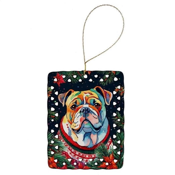 Carolines Treasures DAC3445CO2 3.4 x 2.6 in. English Bulldog Christmas Porcelain Ornament