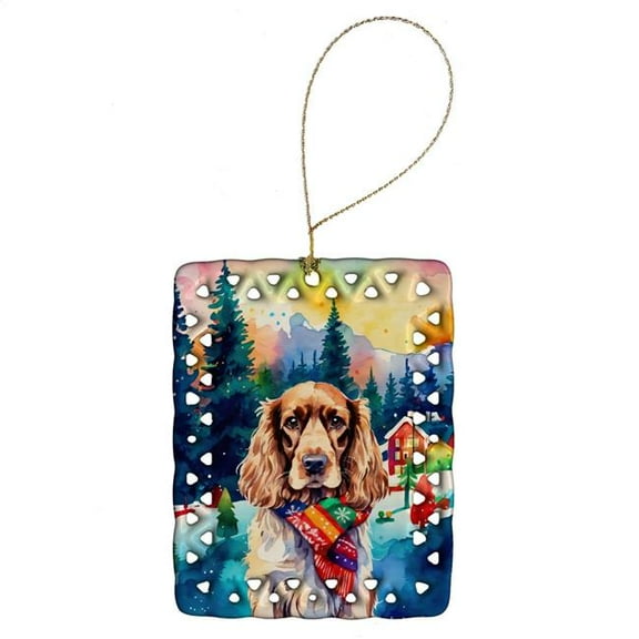 Carolines Treasures DAC3449CO2 3.4 x 2.6 in. English Cocker Spaniel Christmas Porcelain Ornament