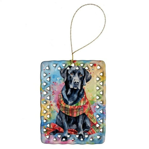 Carolines Treasures DAC3498CO2 3.4 x 2.6 in. Black Labrador Retriever Christmas Porcelain Ornament
