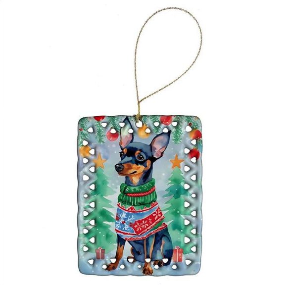 Carolines Treasures DAC3525CO2 3.4 x 2.6 in. Miniature Pinscher Christmas Porcelain Ornament