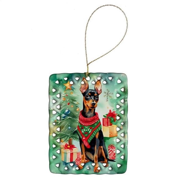 Carolines Treasures DAC3527CO2 3.4 x 2.6 in. Miniature Pinscher Christmas Porcelain Ornament