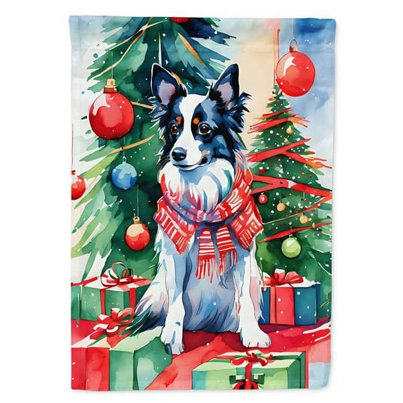 Carolines Treasures DAC3552CHF 40 x 28 in. Papillon Christmas Polyester House Flag