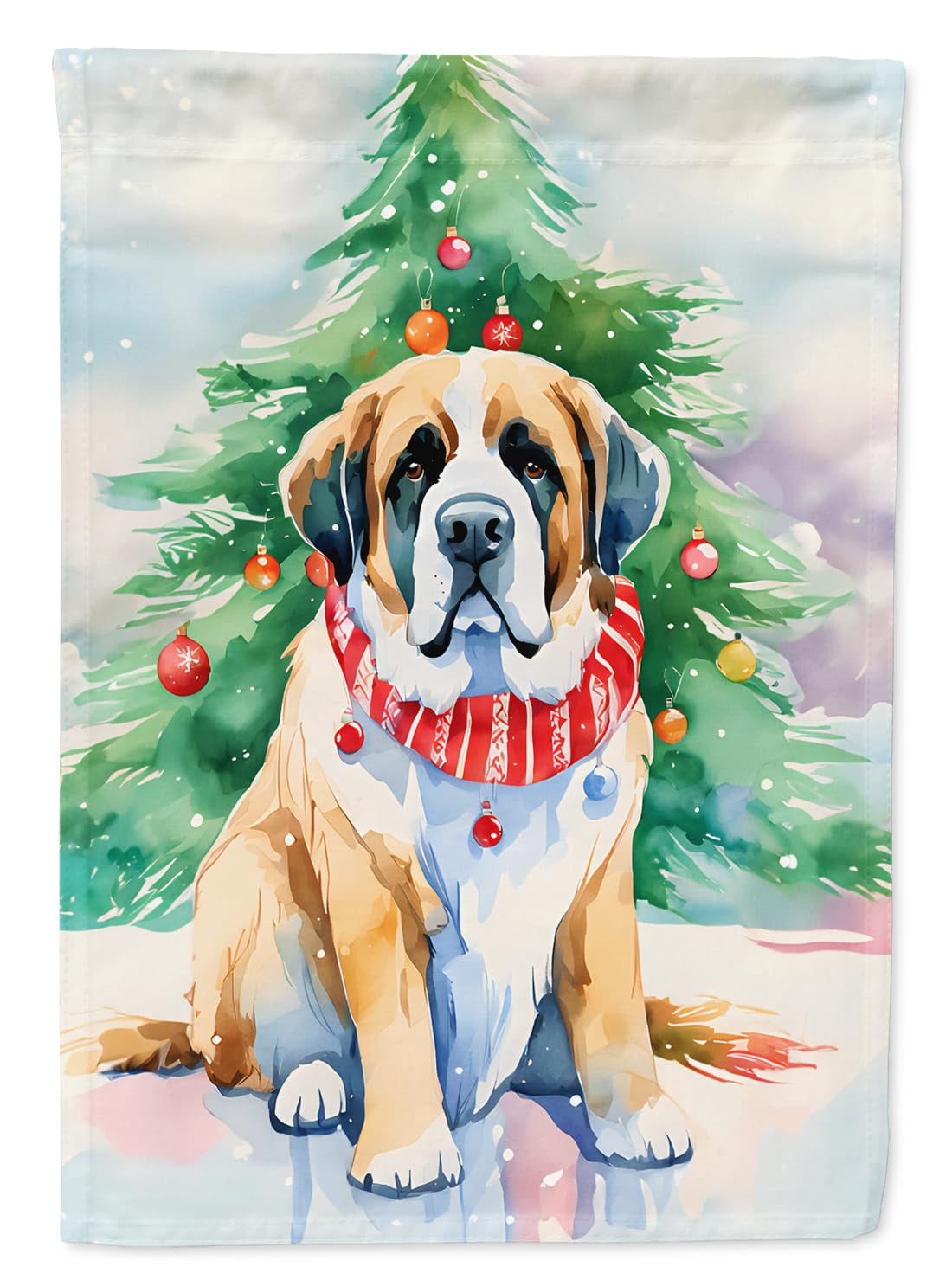 Caroline's Treasures DAC3614CHF Saint Bernard Christmas House Flag Large Porch Sleeve Pole Decorative Outside Yard Banner Artwork Wall Hanging, Polyester, House Size, Multicolor