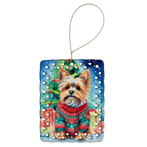 Carolines Treasures DAC3697CO2 3.4 x 2.6 in. Yorkshire Terrier Yorkie Christmas Porcelain Ornament