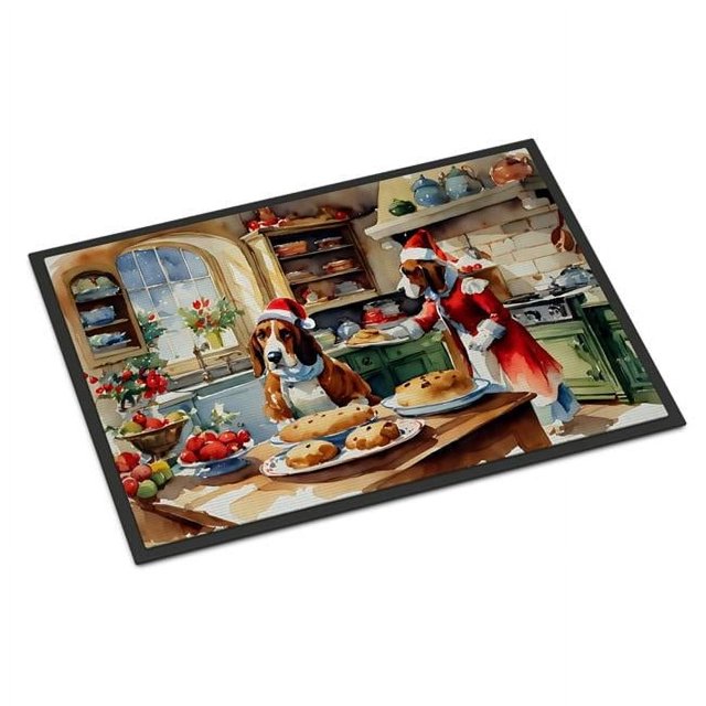 Carolines Treasures DAC3722JMAT 24 x 36 in. Basset Hound Christmas Cookies Doormat