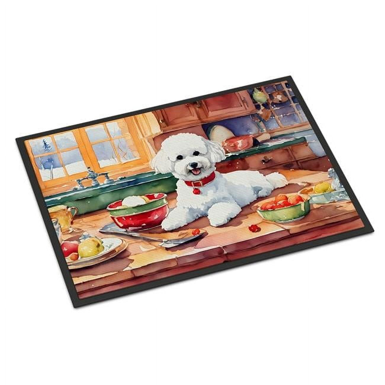 Carolines Treasures DAC3736MAT 18 x 27 in. Unisex Bichon Frise Christmas Cookies Doormat