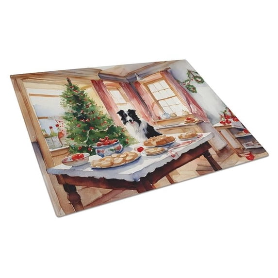 Carolines Treasures DAC3742LCB 15 x 12 in. Unisex Border Collie Christmas Cookies Glass Cutting Board