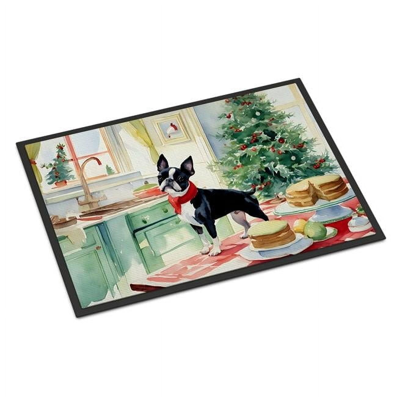 Carolines Treasures DAC3745MAT 18 x 27 in. Unisex Boston Terrier Christmas Cookies Doormat