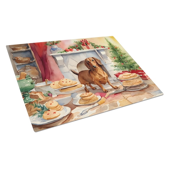 Carolines Treasures DAC3774LCB 15 x 12 in. Dachshund Christmas Cookies Glass Cutting Board