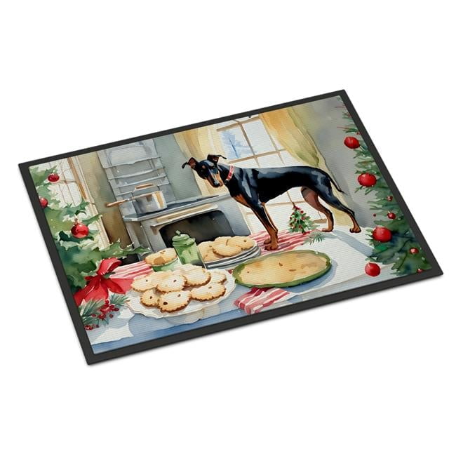 Carolines Treasures DAC3779MAT 18 x 27 in.  Doberman Pinscher Christmas Cookies Doormat