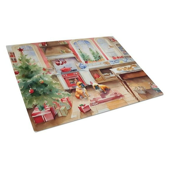Carolines Treasures DAC3790LCB 15 x 12 in. Unisex French Bulldog Christmas Cookies Glass Cutting Board