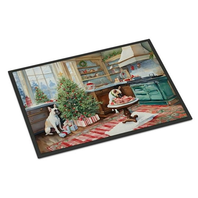Carolines Treasures DAC3793MAT 18 x 27 in.  French Bulldog Christmas Cookies Doormat