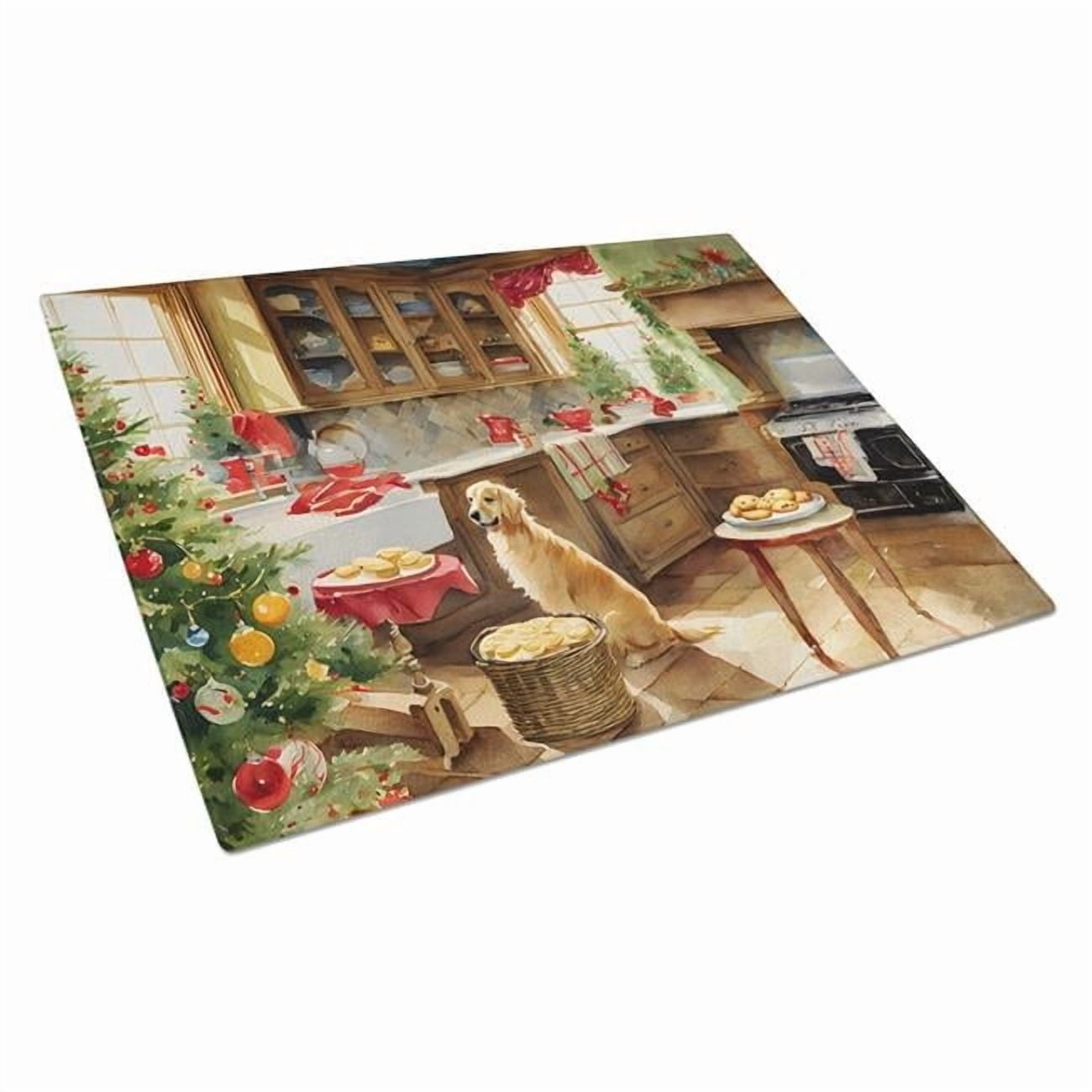 Carolines Treasures DAC3801LCB 15 x 12 in. Unisex Golden Retriever Christmas Cookies Glass Cutting Board