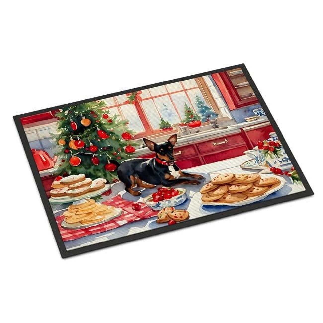 Carolines Treasures DAC3852JMAT 24 x 36 in.  Miniature Pinscher Christmas Cookies Doormat