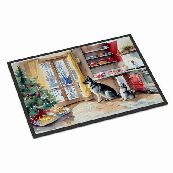Carolines Treasures DAC3856JMAT 24 x 36 in. Norwegian Elkhound Christmas Cookies Doormat