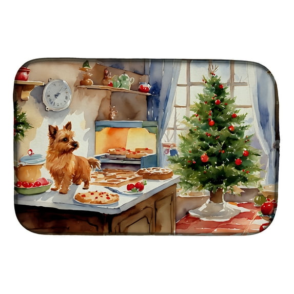 Carolines Treasures DAC3858DDM 21 x 14 in. Unisex Norwich Terrier Christmas Cookies Dish Drying Mat