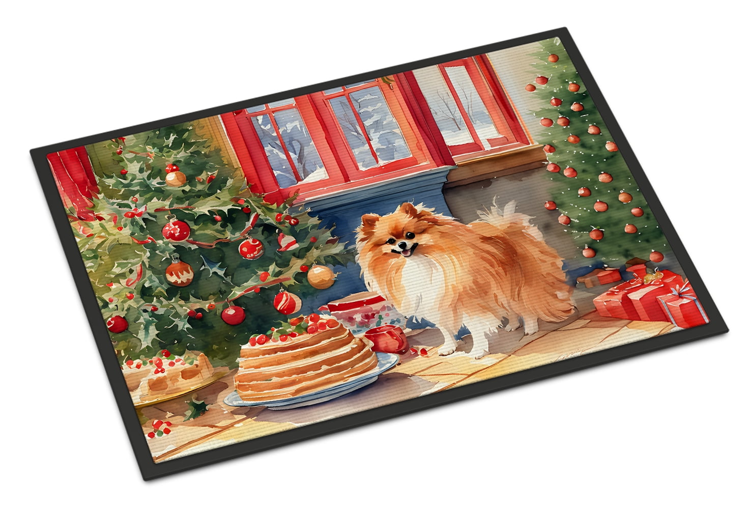 Carolines Treasures DAC3866MAT 18 x 27 in.  Pomeranian Christmas Cookies Doormat
