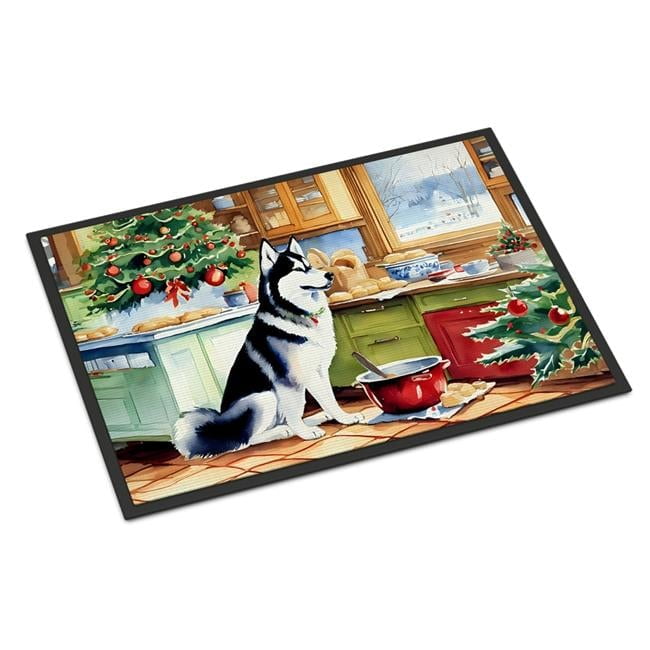 Carolines Treasures DAC3884MAT 18 x 27 in.  Siberian Husky Christmas Cookies Doormat