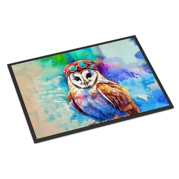 Carolines Treasures DAC3965JMAT 24 x 36 in.  Hippie Animal Barn Owl Doormat