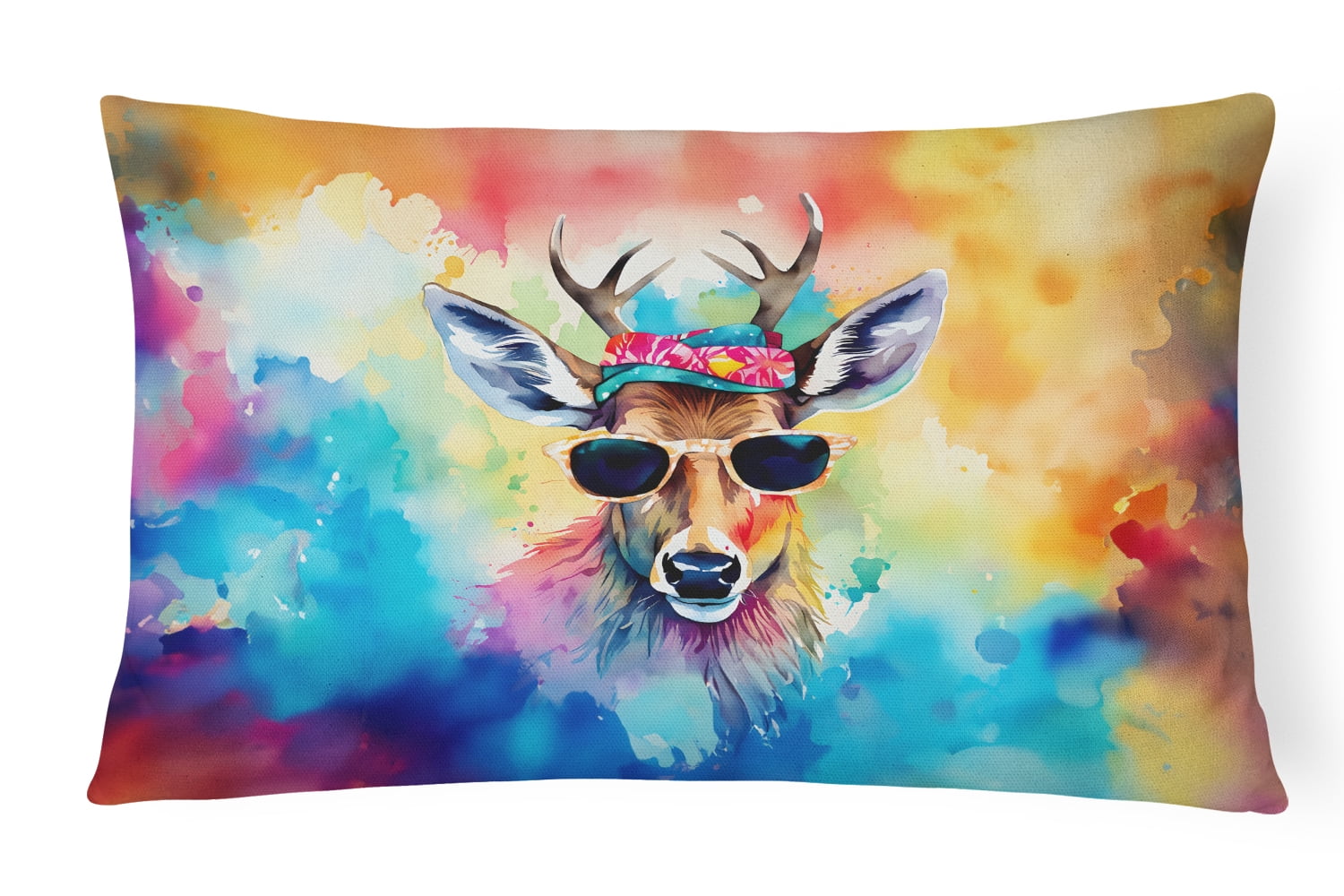 Carolines Treasures DAC3974PW1216 16 x 12 in. Unisex Hippie Animal Deer Polyester Fabric Throw Pillow