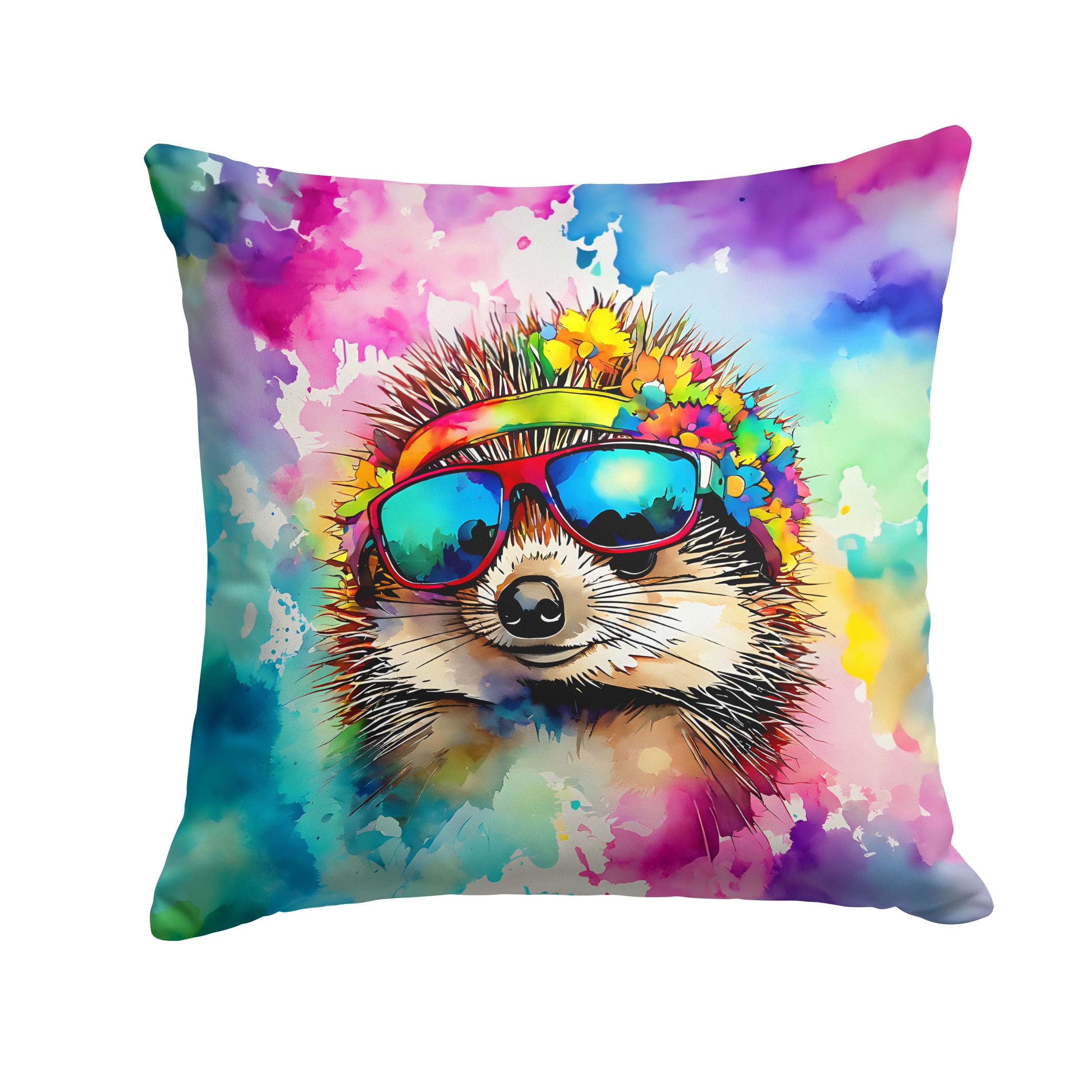 Carolines Treasures DAC3992PW1818 18 x 18 in. Unisex Hippie Animal Hedgehog Polyester Fabric Throw Pillow