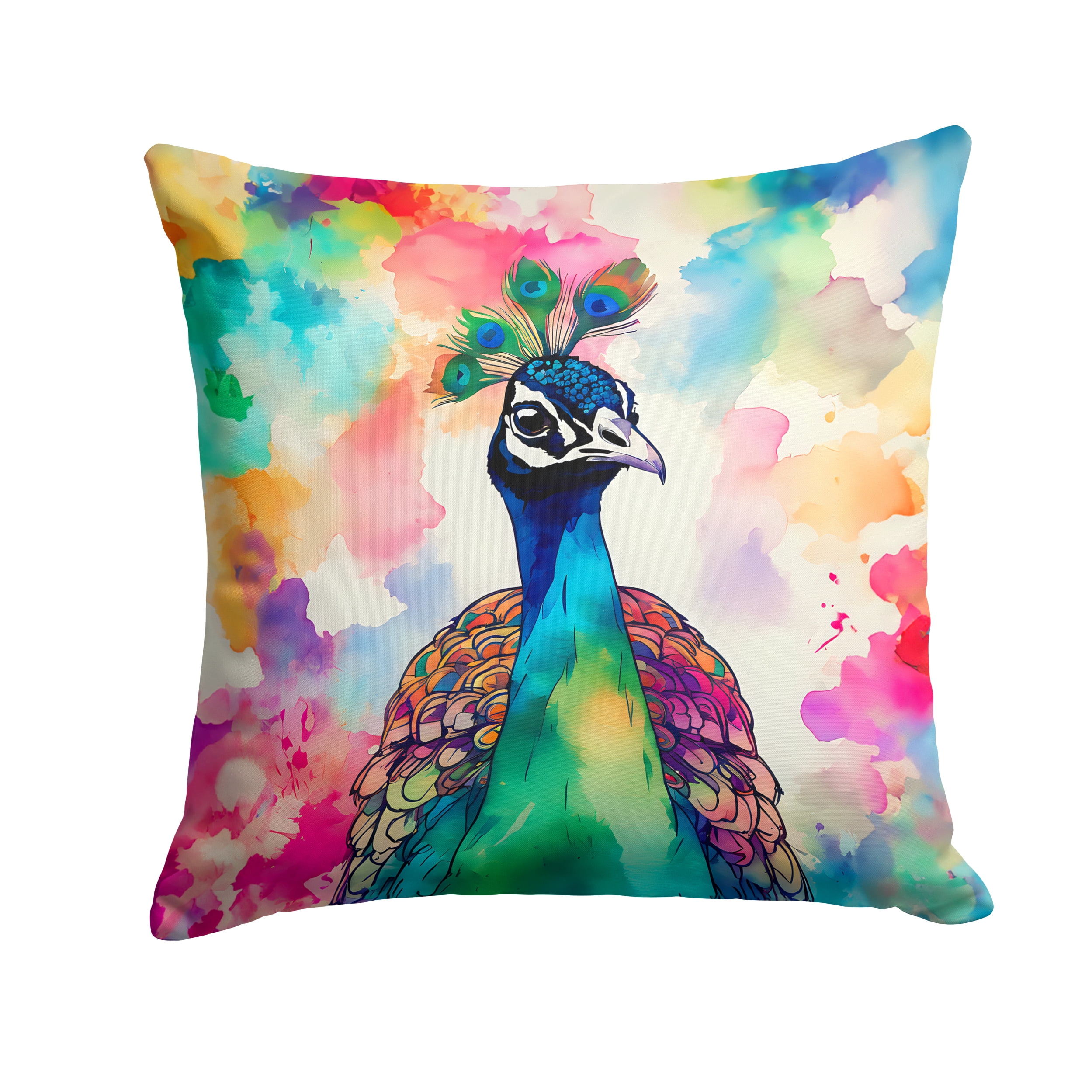 Hippie Animal Peacock Throw Pillow 18 in x 18 in
