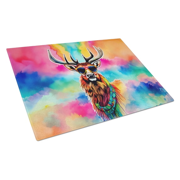 Carolines Treasures DAC4045LCB 15 x 12 in. Unisex Hippie Animal Stag Deer Glass Cutting Board