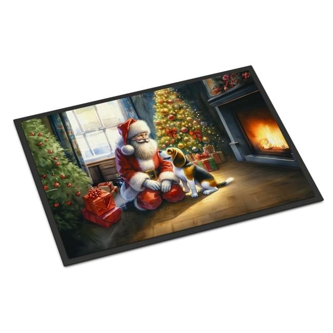 Caroline's Treasures DAC4064JMAT Beagle and Santa Claus Doormat Front Door Mat Indoor Outdoor Rugs for Entryway, Non Slip Washable Low Pile, 24H X 36W