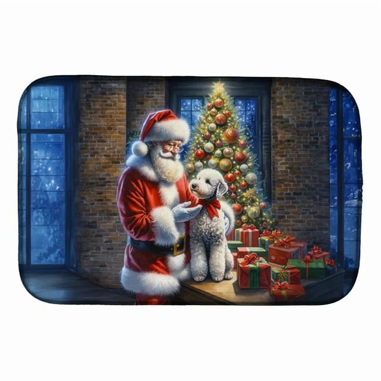 Carolines Treasures DAC4065DDM 21 x 14 in. Unisex Bedlington Terrier & Santa Claus Dish Drying Mat