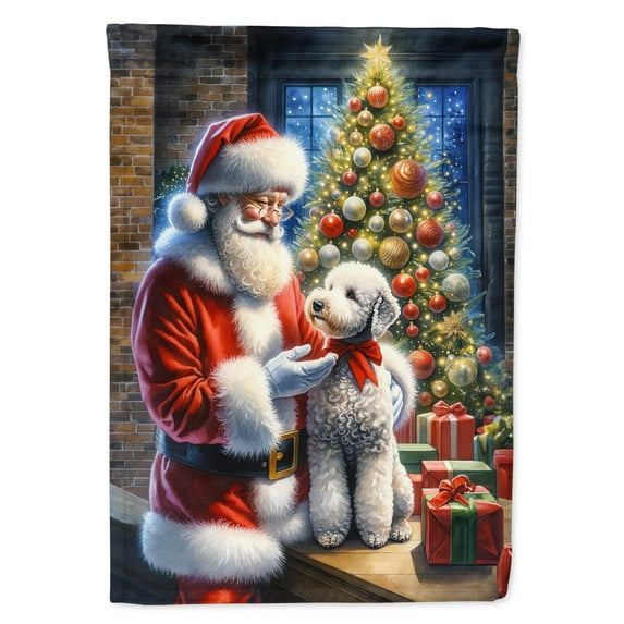 Bedlington Terrier and Santa Claus Garden Flag