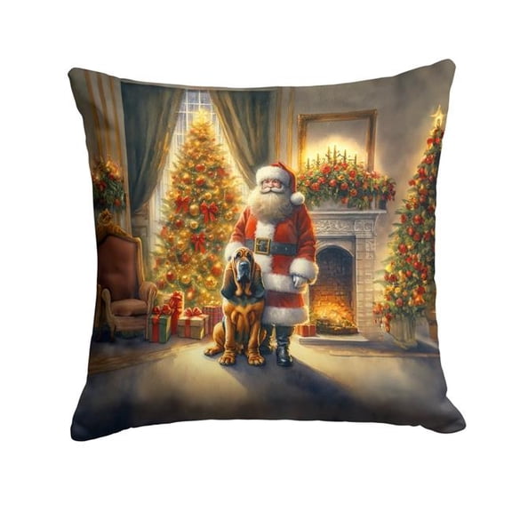 Carolines Treasures DAC4073PW1818 18 x 18 in. Bloodhound & Santa Claus Throw Pillow