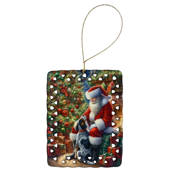 Carolines Treasures DAC4074CO2 3.4 x 2.6 in. Bluetick Hound & Santa Claus Porcelain Ornament