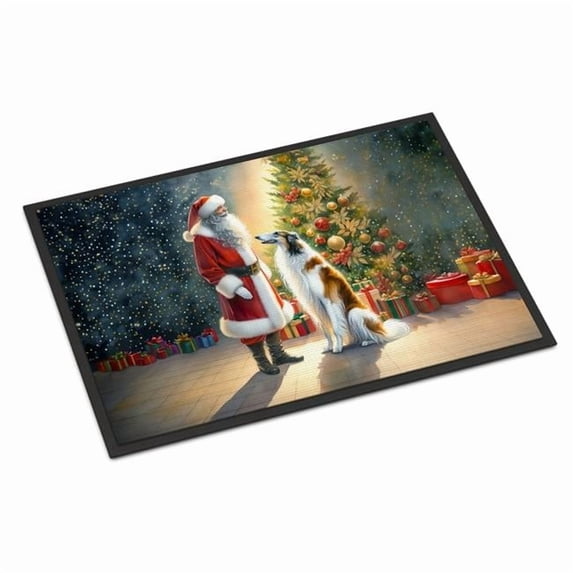 Carolines Treasures DAC4077MAT 18 x 27 in. Unisex Borzoi & Santa Claus Doormat