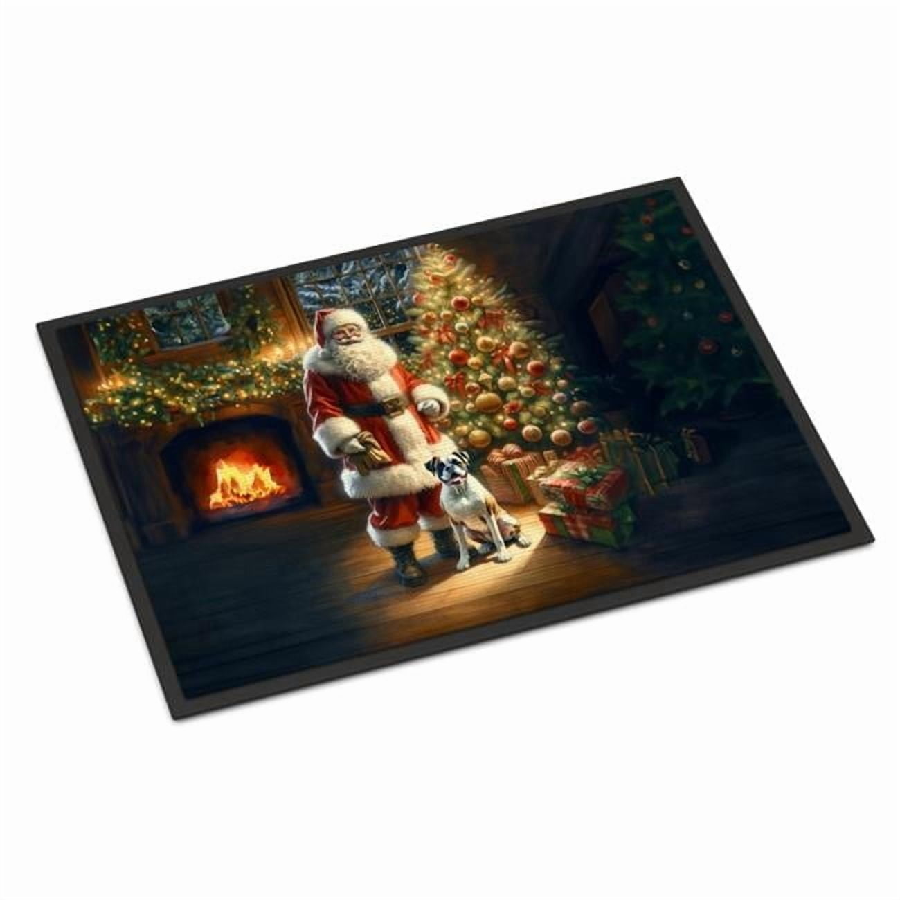 Boxer and Santa Claus Doormat 27 in x 18 in
