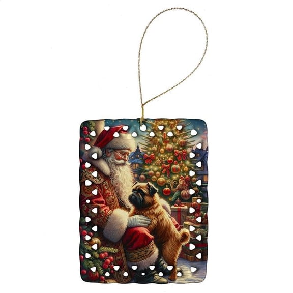 Carolines Treasures DAC4083CO2 3.4 x 2.6 in. Brussels Griffon & Santa Claus Porcelain Ornament