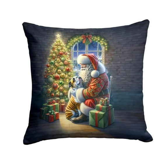 Carolines Treasures DAC4085PW1818 18 x 18 in. English Bulldog & Santa Claus Throw Pillow