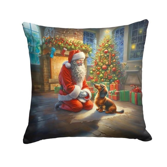 Carolines Treasures DAC4100PW1818 18 x 18 in. Dachshund & Santa Claus Throw Pillow
