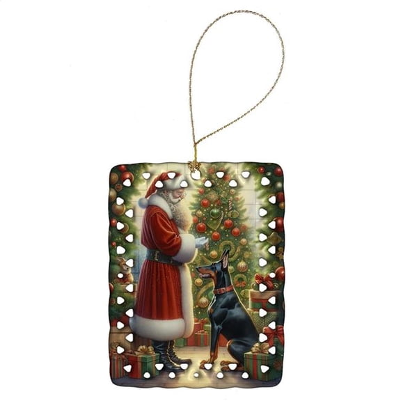 Carolines Treasures DAC4104CO2 3.4 x 2.6 in. Doberman Pinscher & Santa Claus Porcelain Ornament